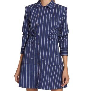 Derek Lam 10 Crosby Solana Striped Mini Dress, Size 8, Shirtdress Lux Preppy‎